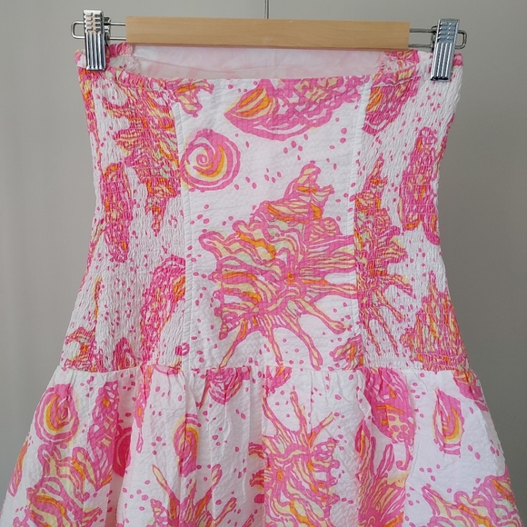 Lilly Pulitzer Conch Strapless Tiered Dress Small - Picture 9 of 16